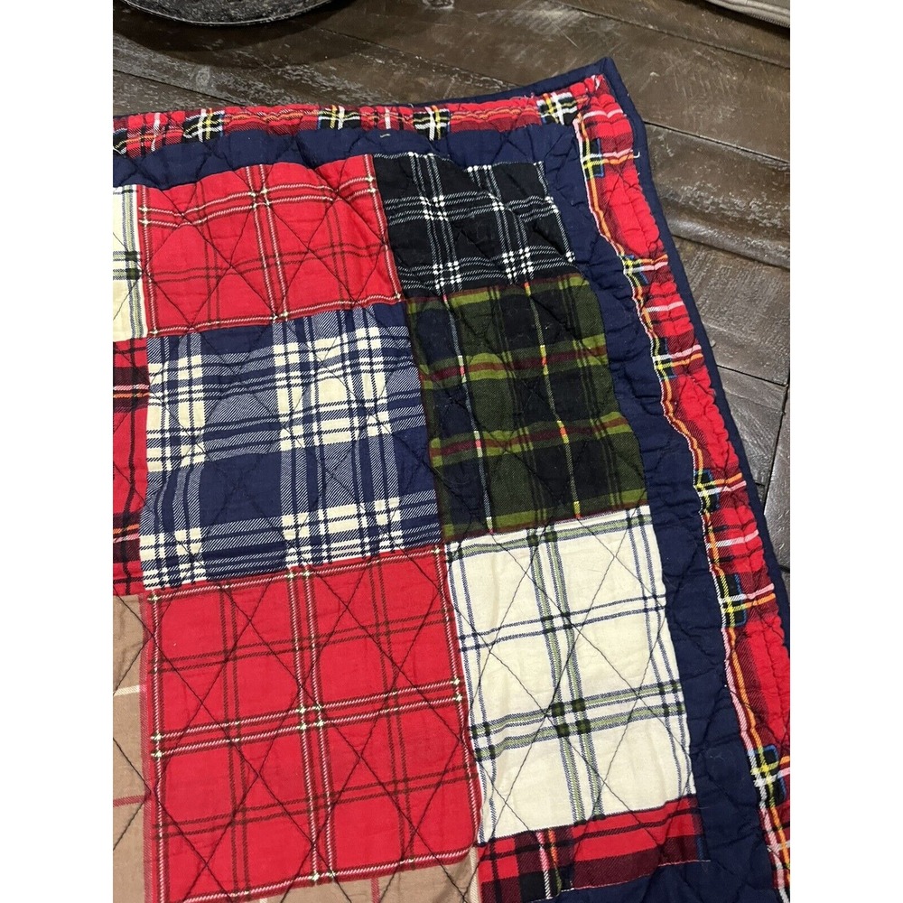 Martha Stewart Farmhouse Plaid Country Pillow King Sham Quiltied Patchwork Plaid - Picture 2 of 5